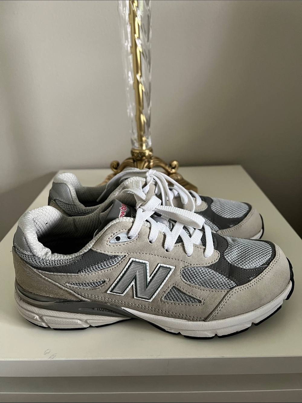 New Balance  Grey and White Athletic Sneakers